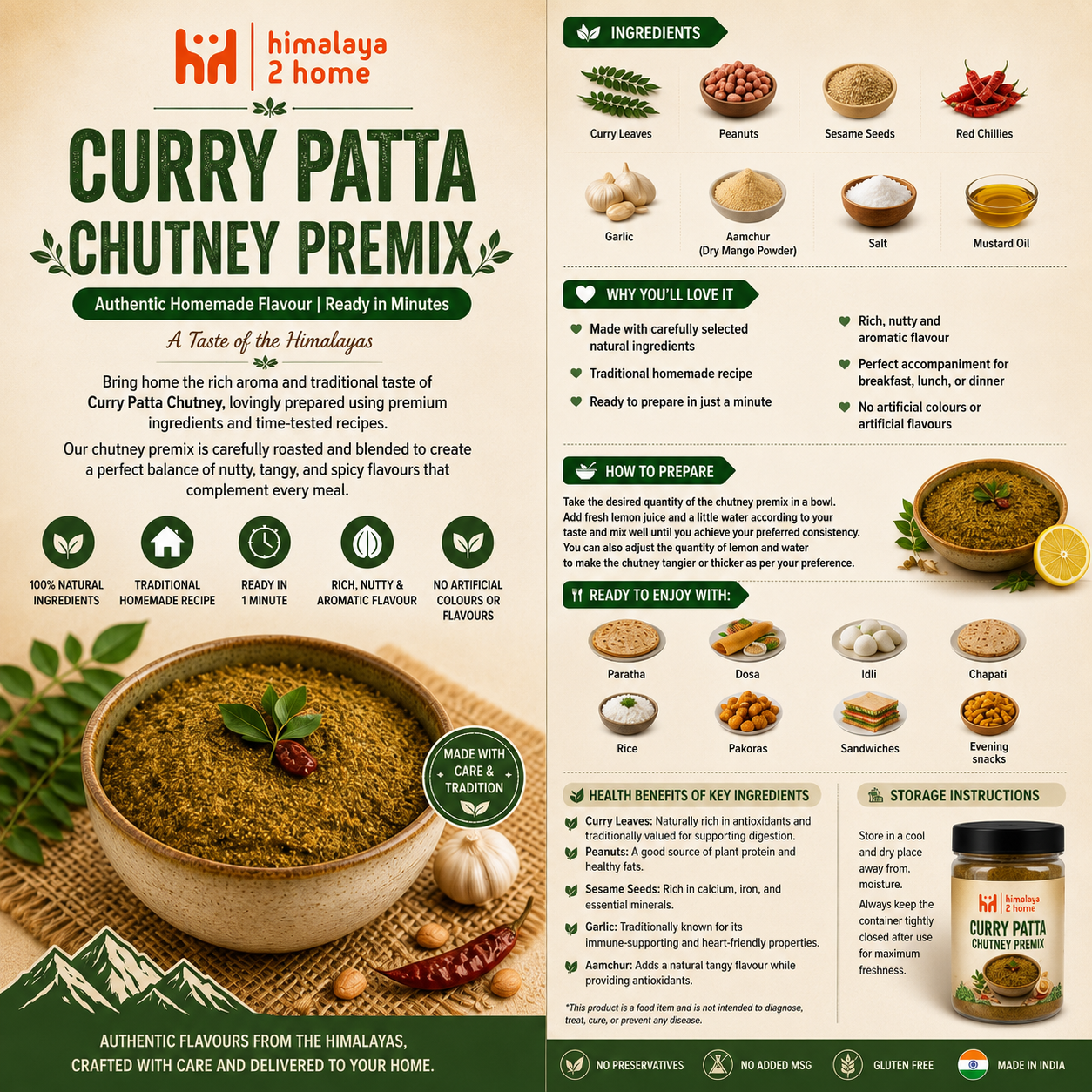 Curry Patta Chutney Premix